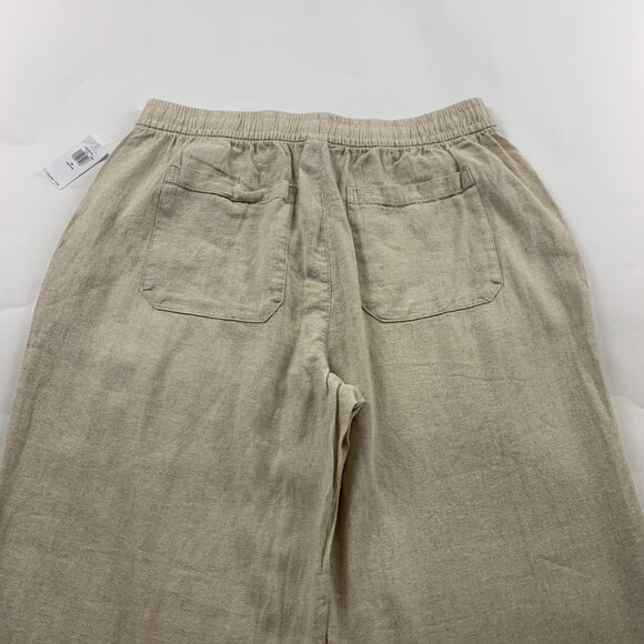 PETITE Old Navy Flax Linen Blend High Rise Wide Leg Cropped Pant PM New - Picture 7 of 7